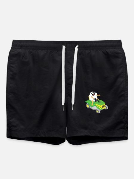 Schaf Rasenmäher Geschenkidee - Badeshorts - Schwarz