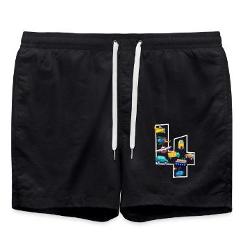 4 years old - 4th birthday - Swim Trunks - black - Front - AI Model Male 185 light (185cm)