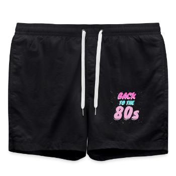 Back to the 80s retro vibes for real 80s fans - Swim Trunks - black - Front - AI Model Male 185 light (185cm)