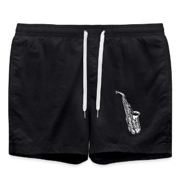 Saxophone saxophonist saxophone player instrument band - Swim Trunks - black - Front - AI Model Male 185 light (185cm)