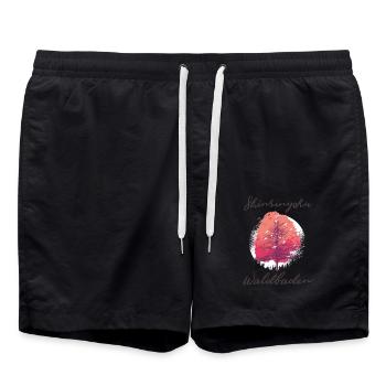 Shinrinyoku Waldbaden Baum und Wald mit Gesicht - Badeshorts - Schwarz - Vorne - AI Model Male 185 light (185cm)