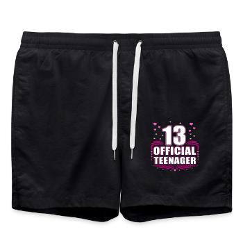 13 Official Teenagers – 13 Years Birthday - Swim Trunks - black - Front - AI Model Male 185 light (185cm)