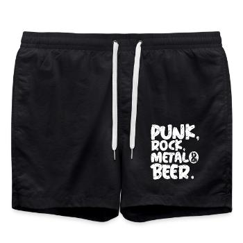 Punk Rock Bier Festival Party Retro Geschenk - Badeshorts - Schwarz - Vorne - AI Model Male 185 light (185cm)
