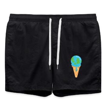 Melt ice earth - Swim Trunks - black - Front - AI Model Male 185 light (185cm)
