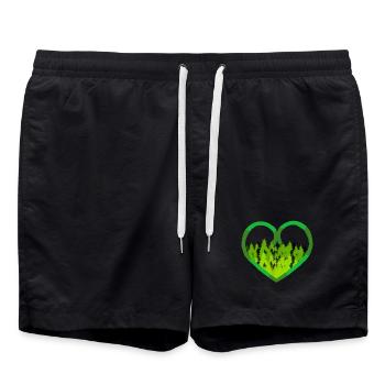 Forêt, Cœur, Ami(e), Environnement, Écologie, CO2, Nature - Short de bain - noir - Devant - AI Model Male 185 light (185cm)