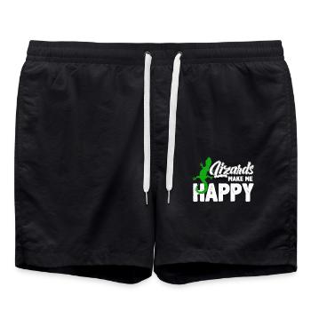 Gecko Eidechse - Badeshorts - Schwarz - Vorne - AI Model Male 185 light (185cm)