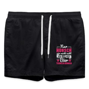 Nur hübsch sein reicht nicht.. auch Bier - Mädels - Badeshorts - Schwarz - Vorne - AI Model Male 185 light (185cm)