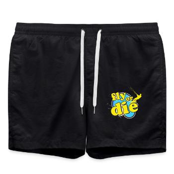 Kitesurfing, kiteboarding - Swim Trunks - black - Front - AI Model Male 185 light (185cm)