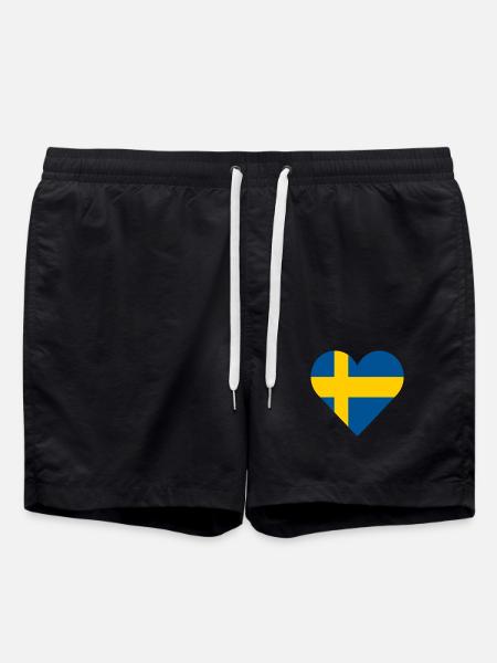 Sweden, heart, love - Swim Trunks - black