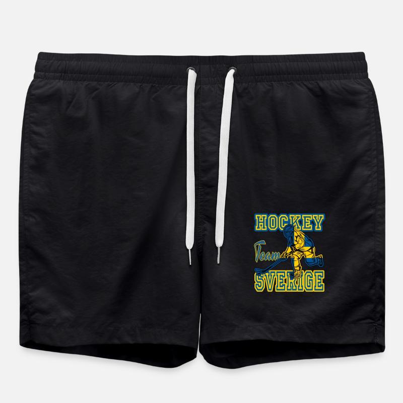 Schweden, Eishockey - Badeshorts - Schwarz