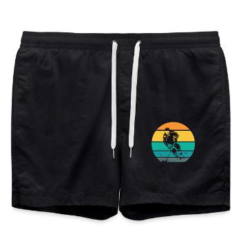 Eishockey Eishockeyspieler Geschenkidee Retro - Badeshorts - Schwarz - Vorne - AI Model Male 185 light (185cm)