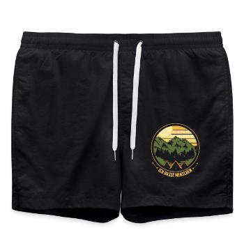 Ich hasse Menschen - Camping Outdoor Bushcraft - Badeshorts - Schwarz - Vorne - AI Model Male 185 light (185cm)