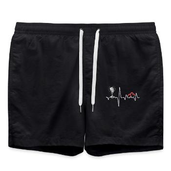 Mikrophon Herzschlag Musiker Sänger Sänger T-Shirt - Badeshorts - Schwarz - Vorne - AI Model Male 185 light (185cm)