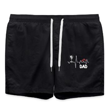 Mikrofon Herzschlag Musiker Sänger Sänger Dad Tee - Badeshorts - Schwarz - Vorne - AI Model Male 185 light (185cm)