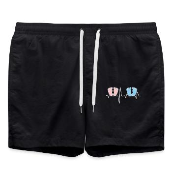 Heartbeat EKG twin mother twin père tea - Short de bain - noir - Devant - AI Model Male 185 light (185cm)