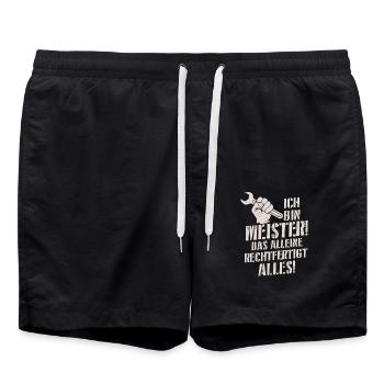 Ich bin Meister Handwerksmeister Industriemeister - Badeshorts - Schwarz - Vorne - AI Model Male 185 light (185cm)