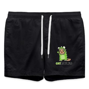 Catasaurus Katze Dino Kostüm Dinosaurier - Badeshorts - Schwarz - Vorne - AI Model Male 185 light (185cm)