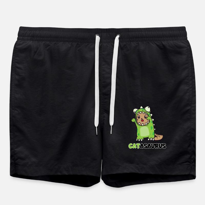 Catasaurus cat dino costume dinosaur - Swim Trunks - black