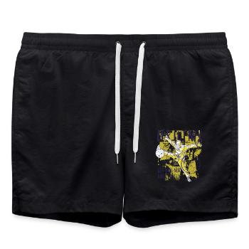 Il ne fait rien, il veut juste attraper le handball - Short de bain - noir - Devant - AI Model Male 185 light (185cm)