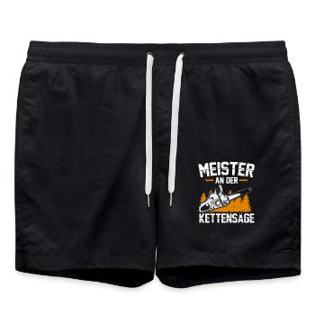 Meister an der Kettensäge - Motorsäge Holz Gärtner - Badeshorts - Schwarz - Vorne - AI Model Male 185 light (185cm)