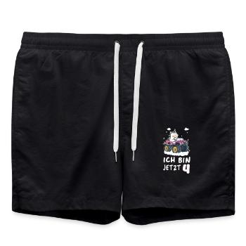 Kindergeburtstag 4. 4 Jahre Alt - Badeshorts - Schwarz - Vorne - AI Model Male 185 light (185cm)