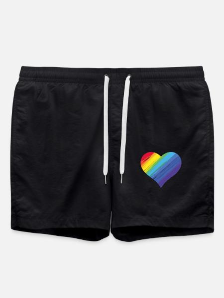 Rainbow heart - Swim Trunks - black