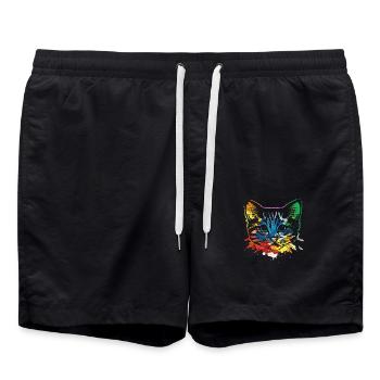 Chat pop art - Short de bain - noir - Devant - AI Model Male 185 light (185cm)