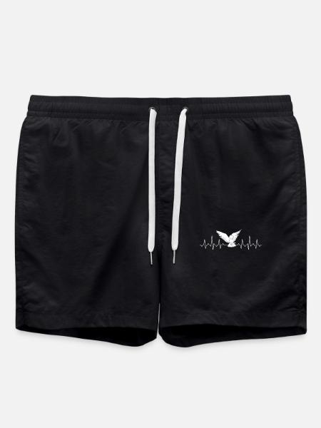 Eule Heartbeat - Badeshorts - Schwarz