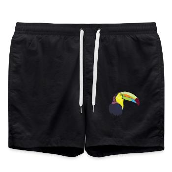 Fischertukan (Regenbogentukan) Tukan-Vogel - Badeshorts - Schwarz - Vorne - AI Model Male 185 light (185cm)