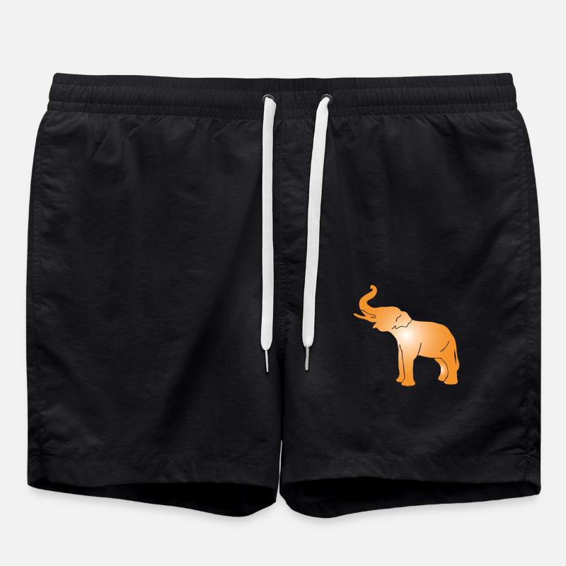 elephant silhouette elephant - Swim Trunks - black