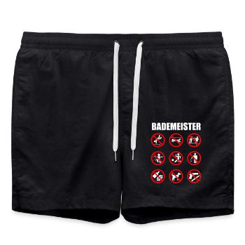 Bademeister Schwimmbad Freibad Rettungsschwimmer - Badeshorts - Schwarz - Vorne - AI Model Male 185 light (185cm)