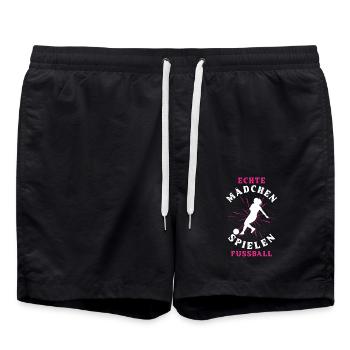Echte Mädchen spielen Fußball - Badeshorts - Schwarz - Vorne - AI Model Male 185 light (185cm)