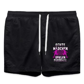 Echte Mädchen spielen Fußball - Badeshorts - Schwarz - Vorne - AI Model Male 185 light (185cm)