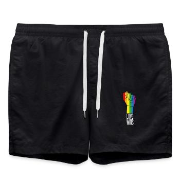 Love Wins - Badeshorts - Schwarz - Vorne - AI Model Male 185 light (185cm)