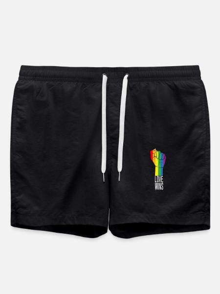 Love wins - Swim Trunks - black