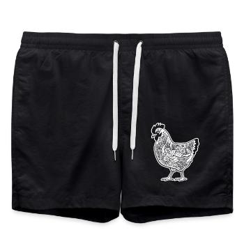 Poulet Poulet Motif floral - Short de bain - noir - Devant - AI Model Male 185 light (185cm)