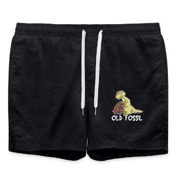 Humorous gift for old fossils and dinosaur fans - Swim Trunks - black - Front - AI Model Male 185 light (185cm)