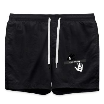 T-shirt Dites non au racisme - Short de bain - noir - Devant - AI Model Male 185 light (185cm)