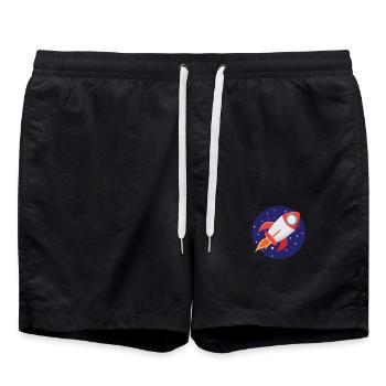 Fusée avec étoiles - Short de bain - noir - Devant - AI Model Male 185 light (185cm)