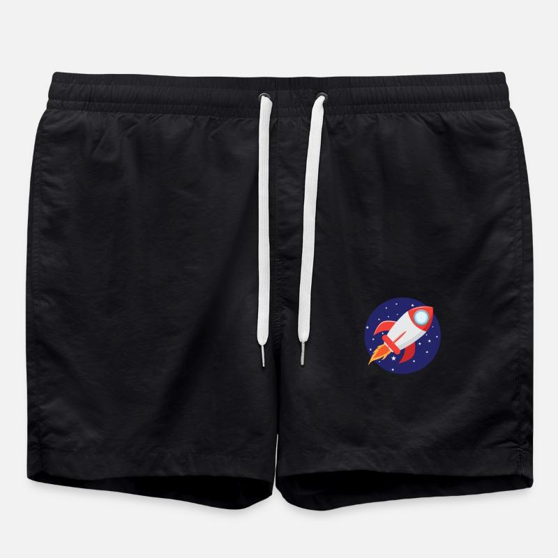 Rocket with stars - Swim Trunks - black