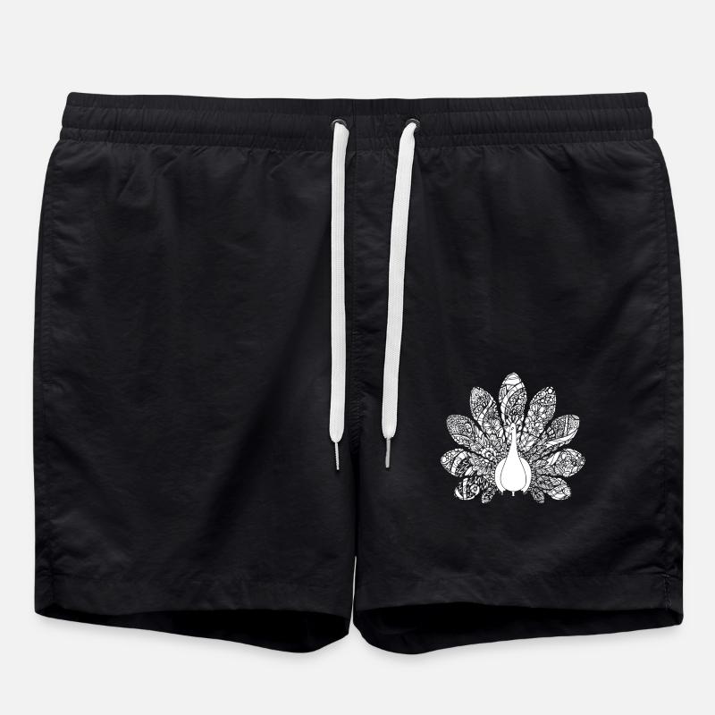 Motif floral paon paon - Short de bain - noir