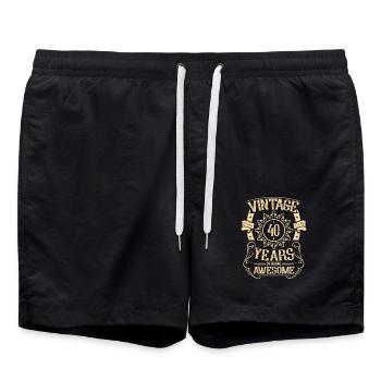 40th birthday vintage awesome 40 years - Swim Trunks - black - Front - AI Model Male 185 light (185cm)