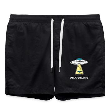 JE VEUX QUITTER OVNI avec une baleine disant idée cadeau - Short de bain - noir - Devant - AI Model Male 185 light (185cm)