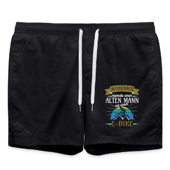 Alter Mann E-Bike Retro Vintage - Badeshorts - Schwarz - Vorne - AI Model Male 185 light (185cm)