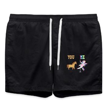 Drôle licorne pole dance party danse - Short de bain - noir - Devant - AI Model Male 185 light (185cm)
