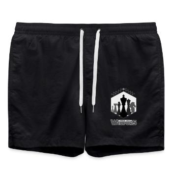Échecs, joueurs d'échecs, échecs - Short de bain - noir - Devant - AI Model Male 185 light (185cm)