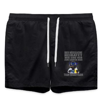 Junggesellenabschied Bräutigam Polterabend T-Shirt - Badeshorts - Schwarz - Vorne - AI Model Male 185 light (185cm)