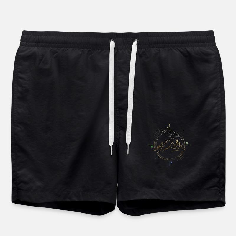 Wandern Kompass - Badeshorts - Schwarz
