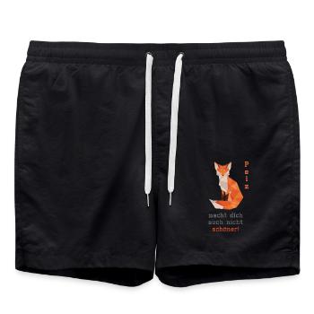Gegen Pelz, Fuchs, Fuchsschwanz - Badeshorts - Schwarz - Vorne - AI Model Male 185 light (185cm)