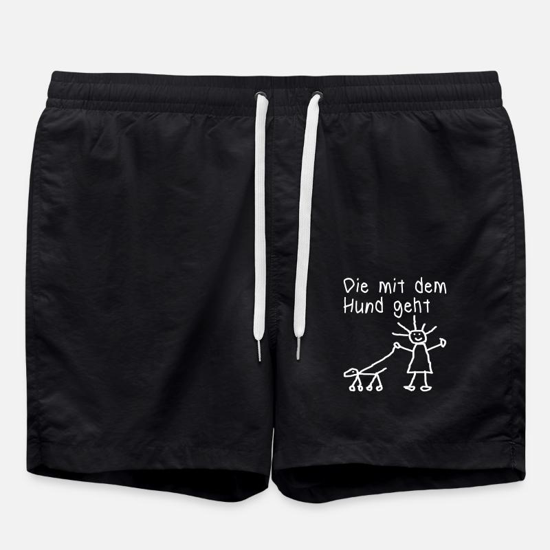 lustiges Hunde Spruch Geschenk Hund Vierbeiner wuf - Badeshorts - Schwarz